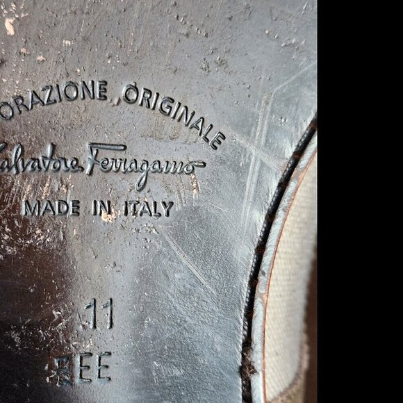 Salvatore Ferragamo Men's Beige Suede & Canvas Cap Toe Oxford Shoes US 11 EE - Picture 10 of 10